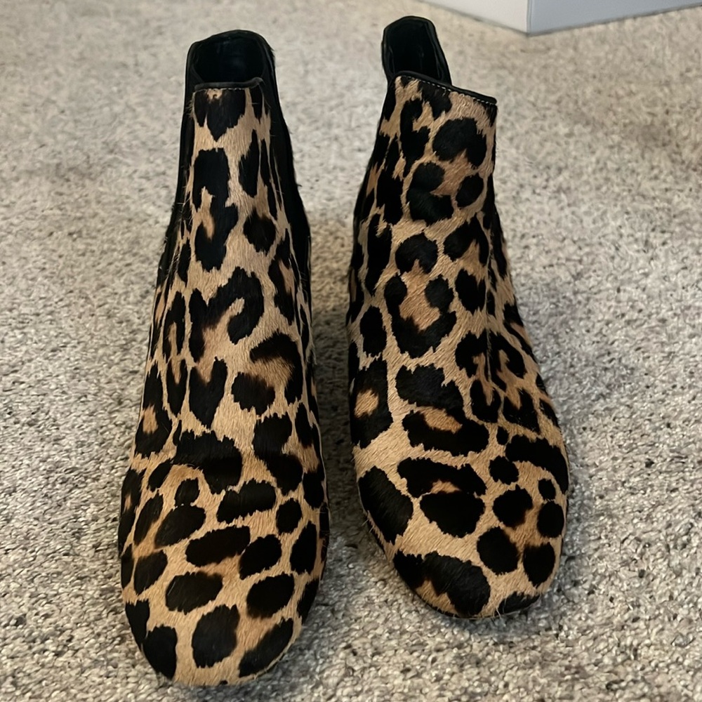 Kate Spade calf hair leopard booties
